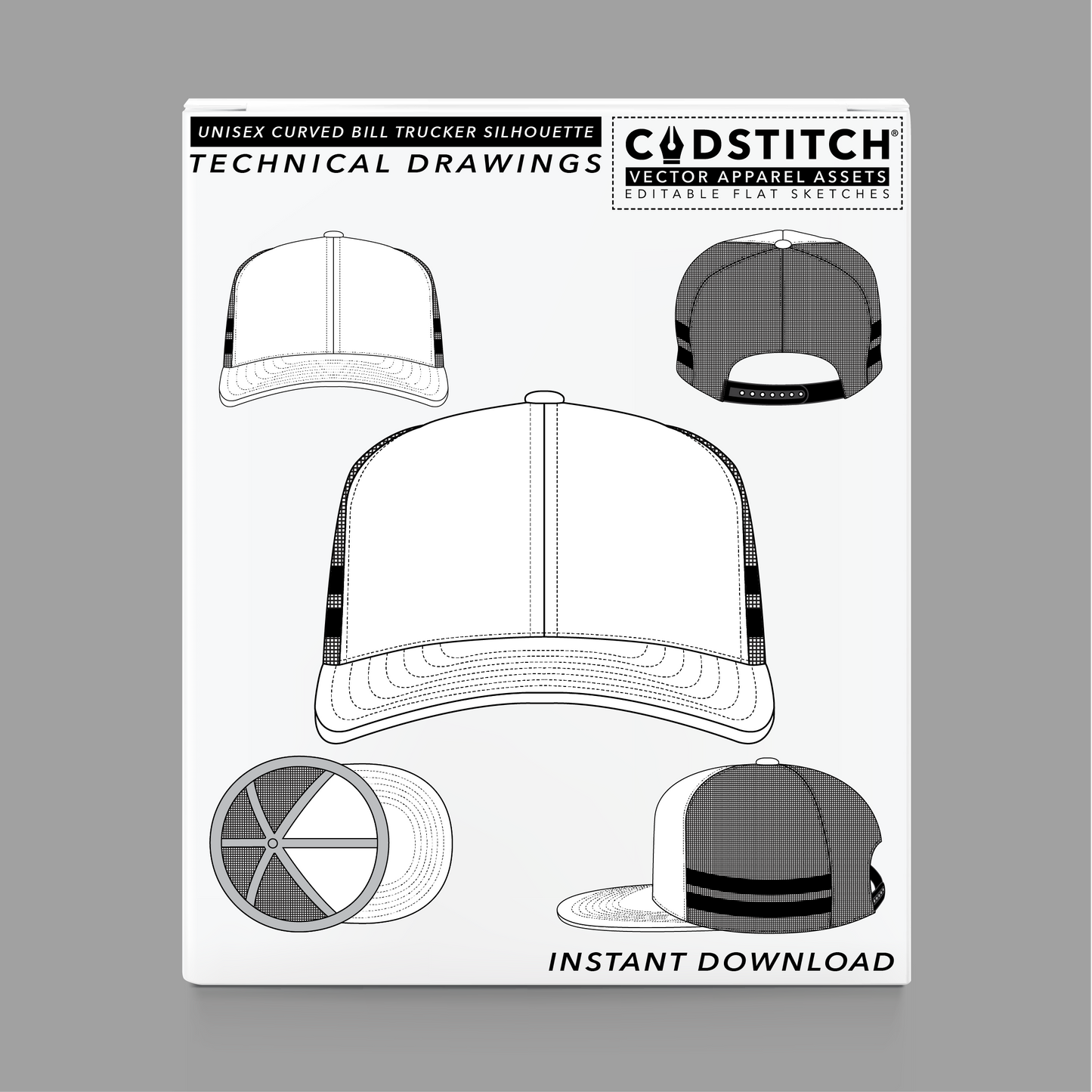 UNISEX CURVED BILL TRUCKER SILHOUETTE 1