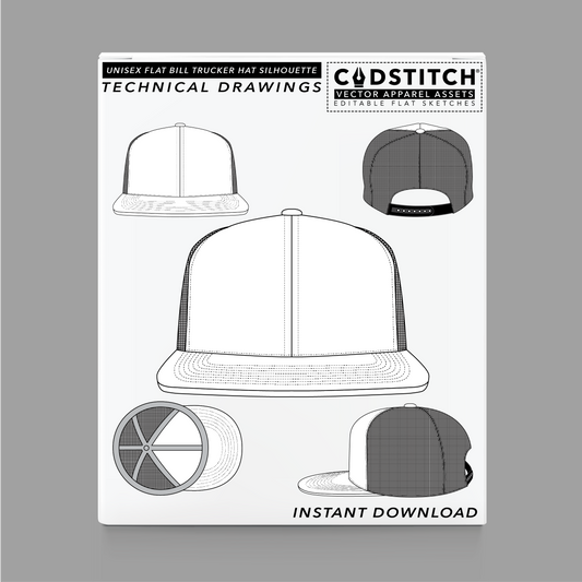 UNISEX FLAT BILL TRUCKER HAT SILHOUETTE 1
