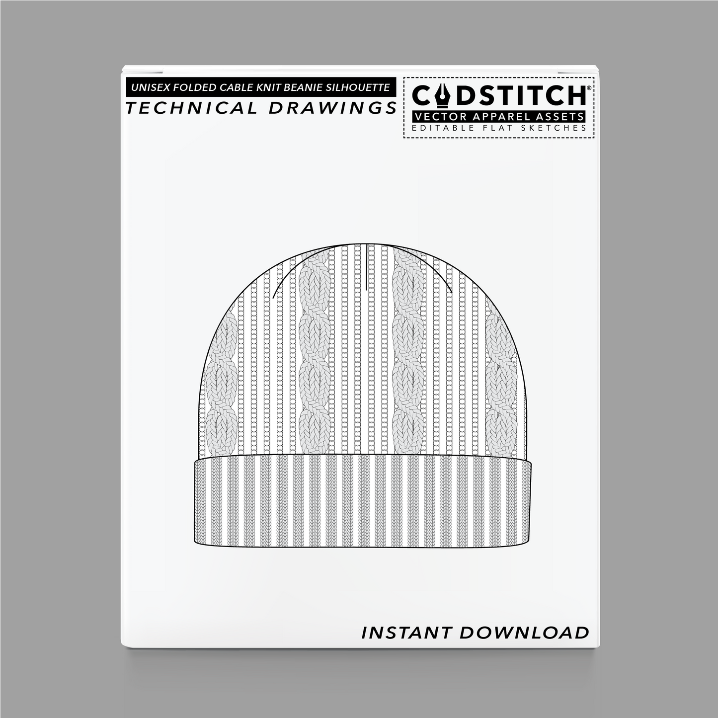 UNISEX FOLDED CABLE KNIT BEANIE SILHOUETTE 1