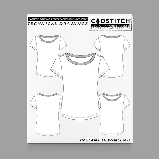 WOMEN'S BOXY CAP SLEEVE BOAT-NECK TEE SILHOUETTE 1