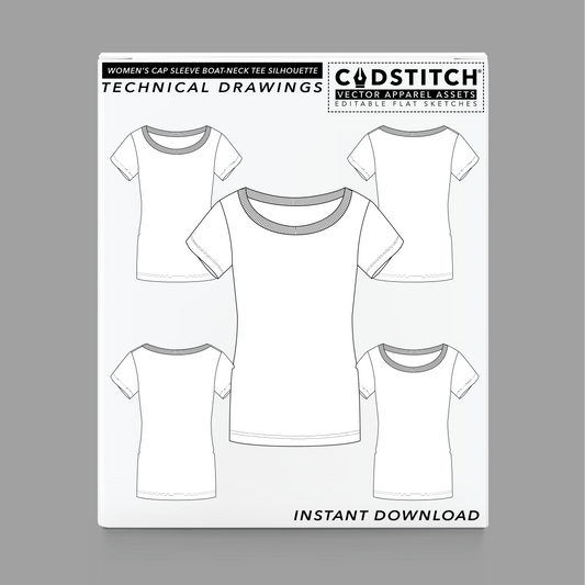 WOMEN'S CAP SLEEVE BOAT-NECK TEE SILHOUETTE 1
