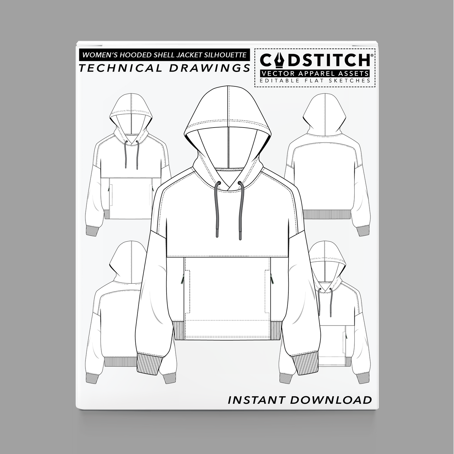WOMEN'S HOODED SHELL JACKET SILHOUETTE 3