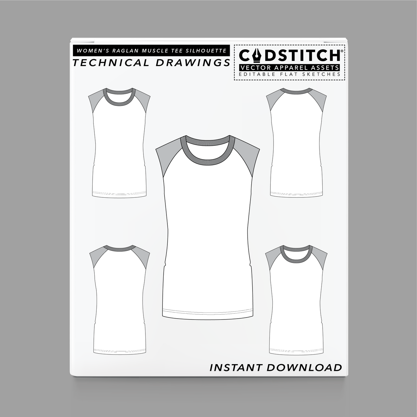 WOMEN'S RAGLAN MUSCLE TEE SILHOUETTE 1