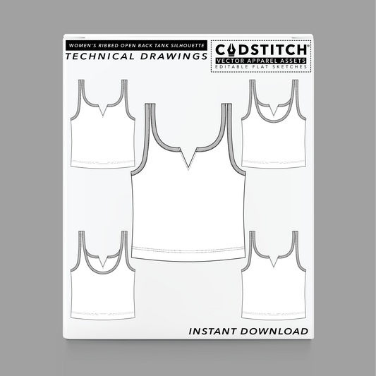 WOMEN'S RIBBED OPEN BACK TANK SILHOUETTE 1