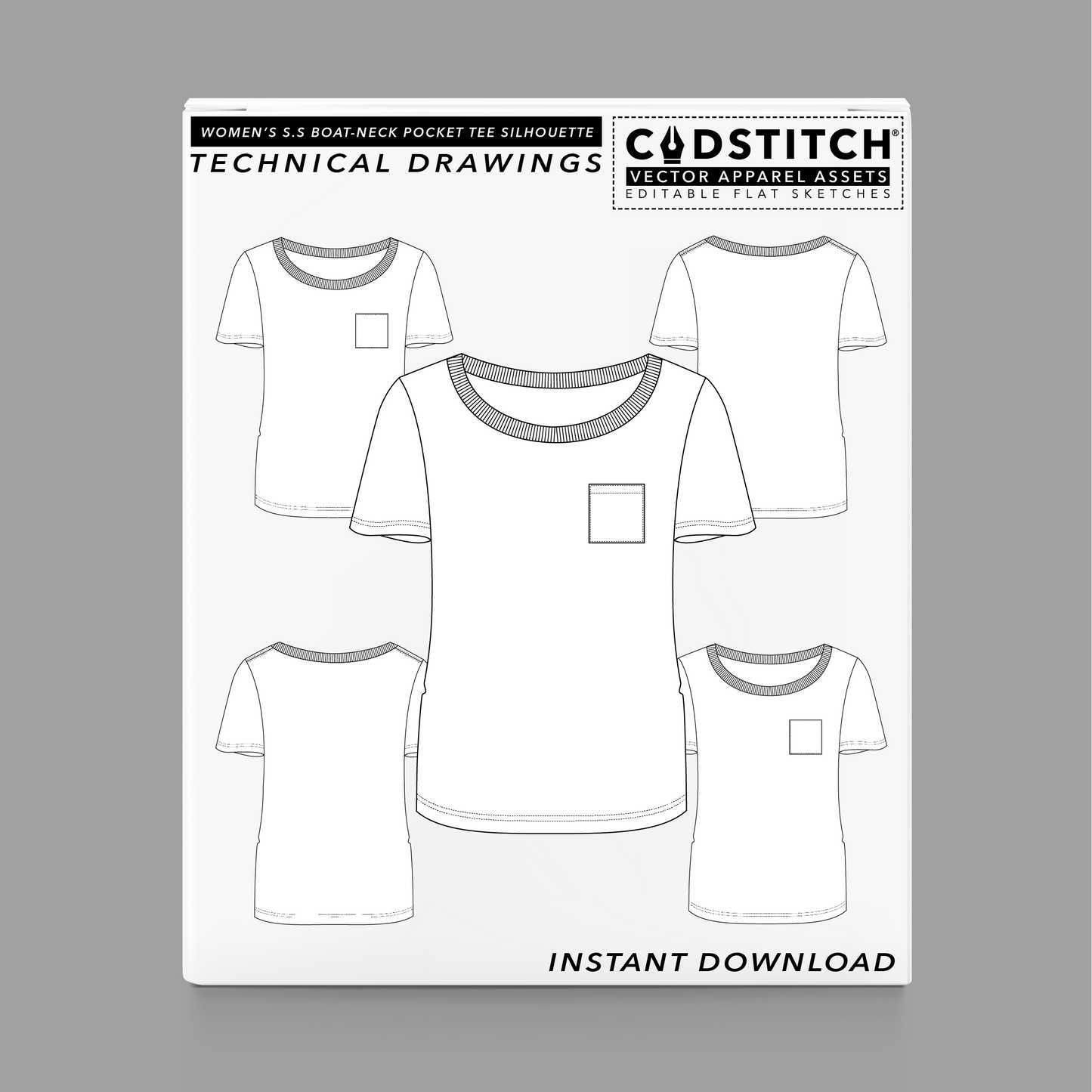WOMEN'S S.S BOAT-NECK POCKET TEE SILHOUETTE 1