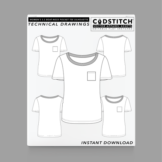 WOMEN'S S.S BOAT-NECK POCKET TEE SILHOUETTE 1