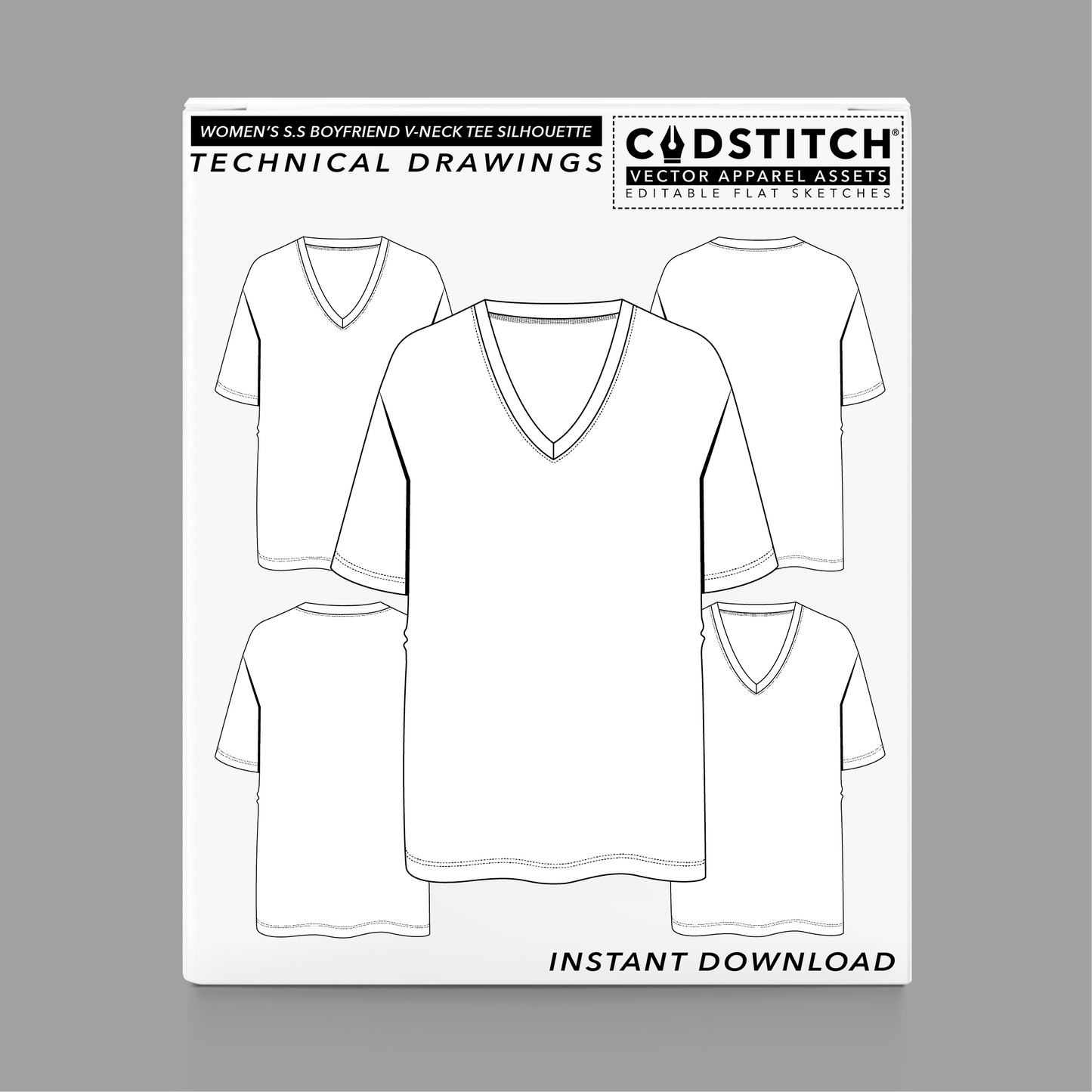 WOMEN'S S.S BOYFRIEND V-NECK TEE SILHOUETTE 1