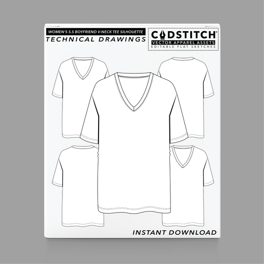 WOMEN'S S.S BOYFRIEND V-NECK TEE SILHOUETTE 1