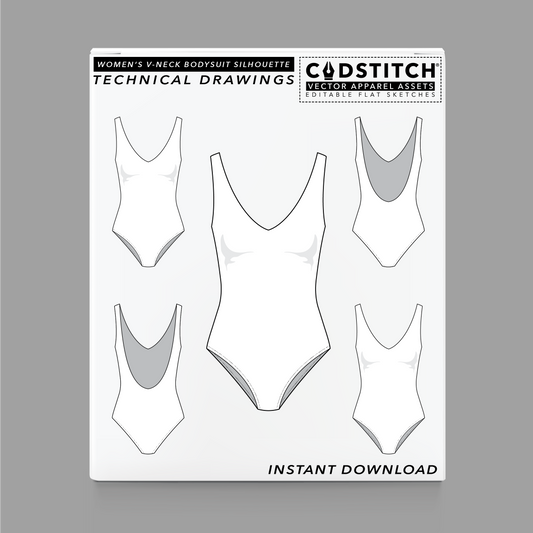 WOMEN'S V-NECK BODYSUIT SILHOUETTE 1